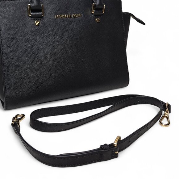 Michael Kors Selma Saffiano Small Satchel Bag Gold Trim - Picture 6 of 10